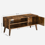 Wooden Look TV Console Stand With Storage Shelf & Cupboard