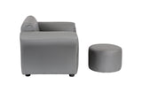 Ember Kids Grey Couch Sofa Chair w/ Footstool in PU Leather