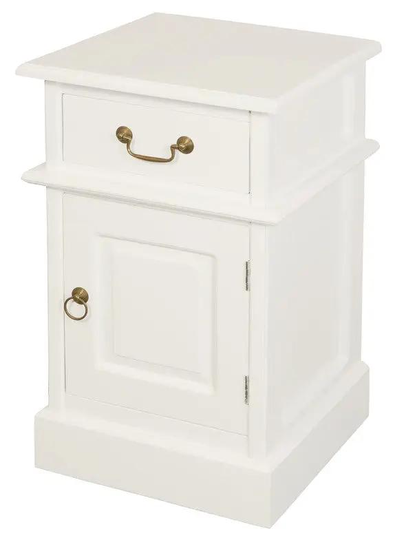 Tasmania 1 Solid Door 1 Drawer Bedside (White)