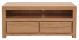 Amsterdam 2 Drawer Solid White Cedar Wood Entertainment Unit (Natural)