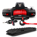 X-BULL 14500LBS Electric Winch 12V synthetic rope with Recovery Tracks Gen3.0 Black