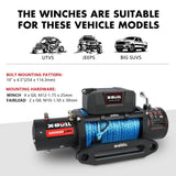 X-BULL 12V Electric Winch 12000LBS synthetic rope 4wd Jeep with Tire Deflator