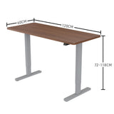 Fortia Sit To Stand Up Standing Desk, 120x60cm, 72-118cm Electric Height Adjustable, 70kg Load, Walnut Style/Silver Frame