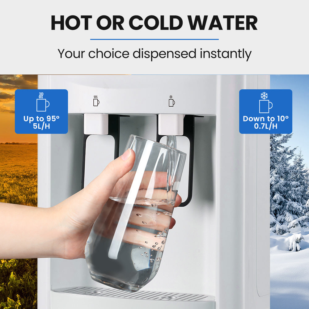 Polycool 22L Benchtop Water Cooler Dispenser, Instant Hot & Cold, with 7 Stage Purifier Filter System, White