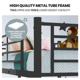 Kingston Slumber Metal Single over Double Bunk Bed Frame, Dark Matte Grey