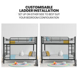 Kingston Slumber 2in1 Single Metal Bunk Bed Frame, with Modular Design, Dark Matte Grey