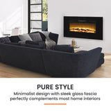 Ember 100cm Electric Fireplace Heater Wall Mounted 1800W Stove with Log Flame Effect
