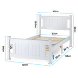 Kingston Slumber Single Wooden Bed Frame Base White Pine Adult Bedroom Furniture Timber Slat