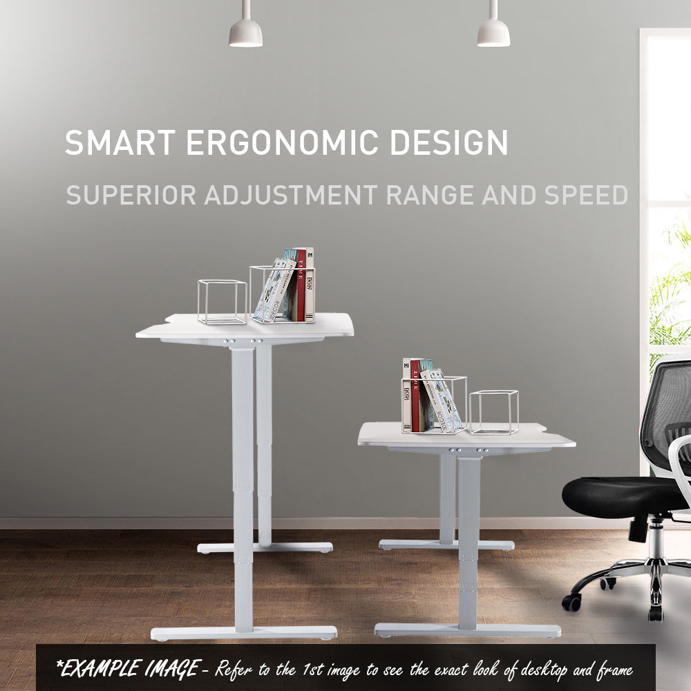 Fortia Sit To Stand Up Standing Desk, 160x75cm, 62-128cm Electric Height Adjustable, Dual Motor, 120kg Load, Arched, White/White Frame