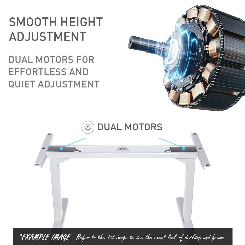 Fortia Sit To Stand Up Standing Desk, 160x75cm, 62-128cm Electric Height Adjustable, Dual Motor, 120kg Load, White/White Frame