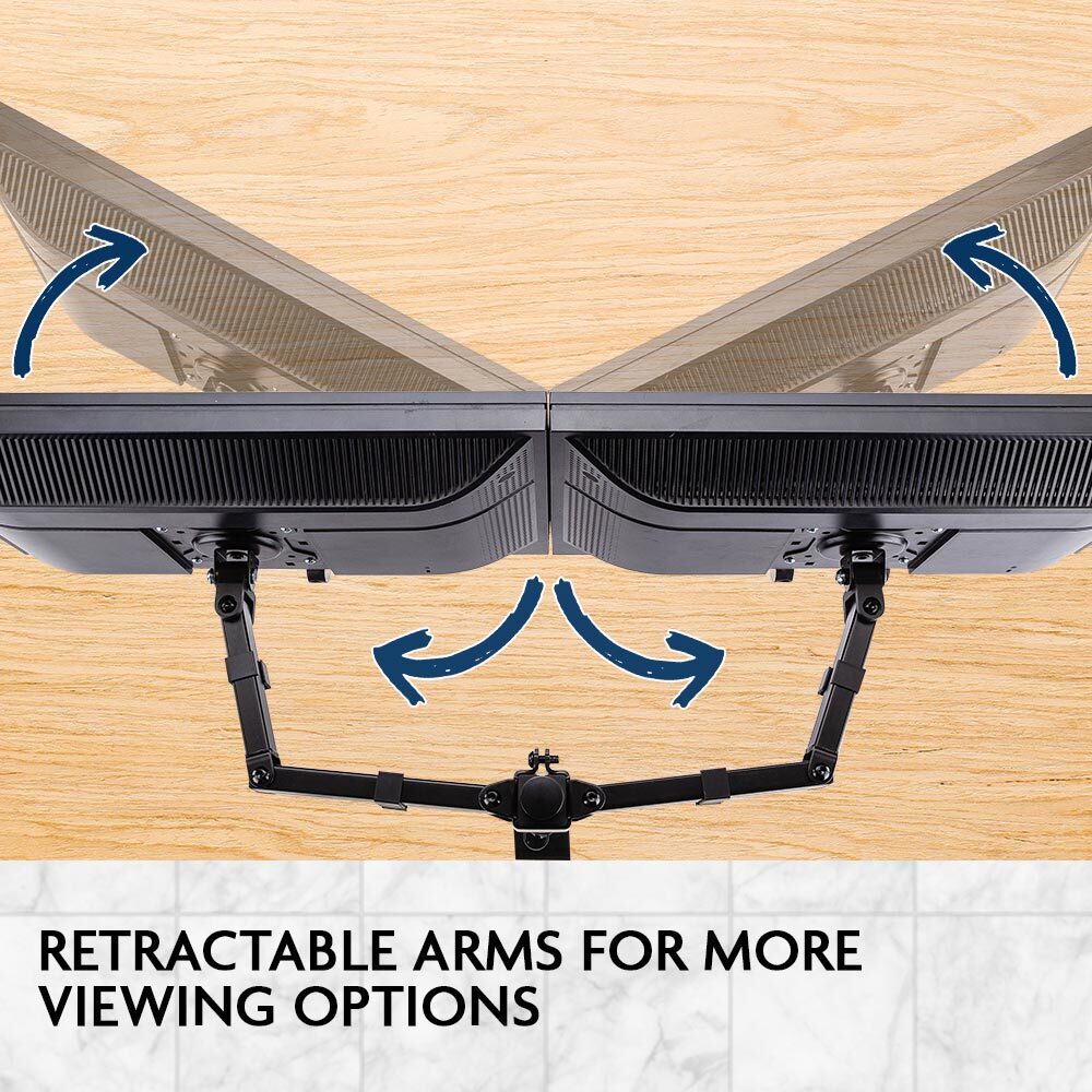 FORTIA Desk Monitor Stand 2 Arm - Dual Computer Holder Screen Riser Bracket