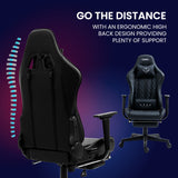 OVERDRIVE Apex Series Reclining Gaming Ergonomic Office Chair with Footrest, Black