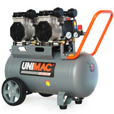 UNIMAC 50L 3.0HP Silent Oil-Free Electric Air Compressor, Portable, Twin Nitto Outlets