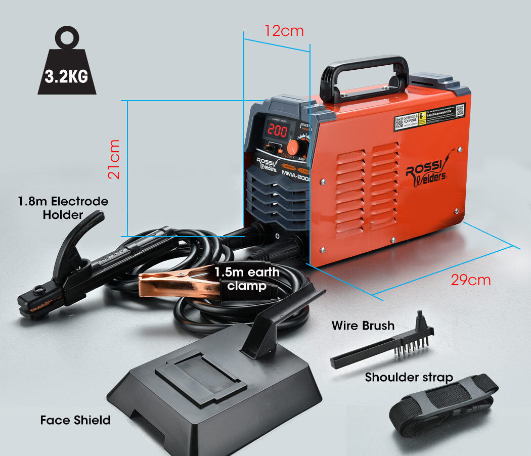 ROSSI Stick Welder 200 Amp Inverter Welding Machine MMA Portable ARC DC 200A Gas