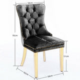 4x Velvet Dining Chairs with Golden Metal Legs-Black