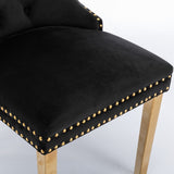 6x Velvet Dining Chairs with Golden Metal Legs-Black