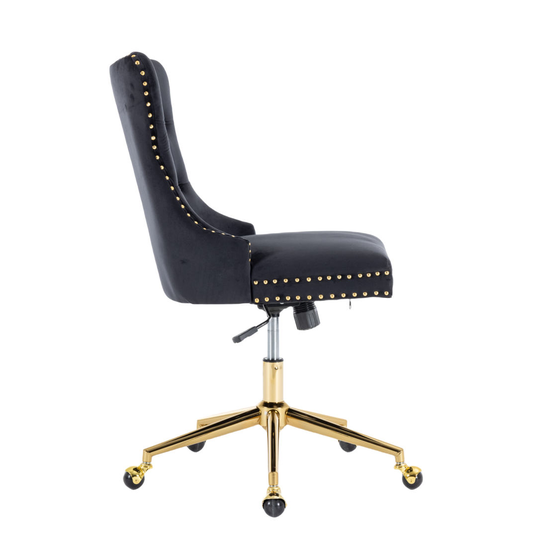 Ember Velvet Home Office Chair- Black