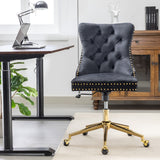 Ember Velvet Home Office Chair- Black