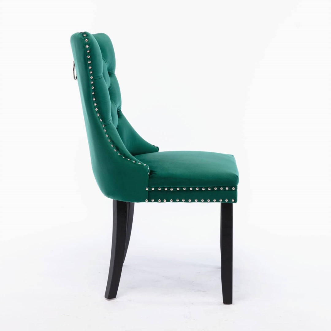 4x Velvet Dining Chairs- Green