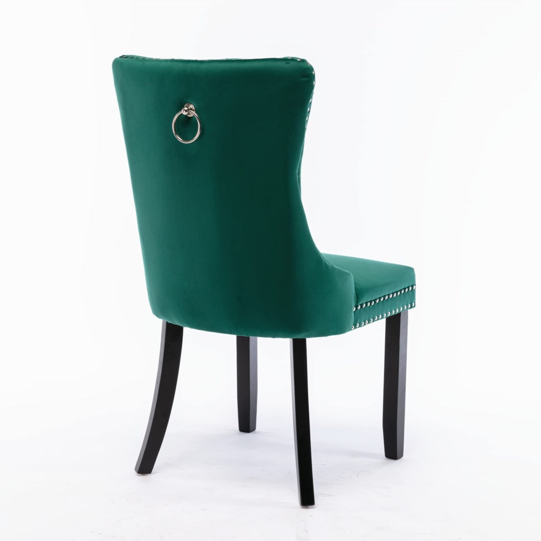 2x Velvet Ember Dining Chairs- Green