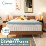 GOMINIMO Dual Layer Mattress Topper 3 inch with Gel Infused (Queen) GO-MTP-106