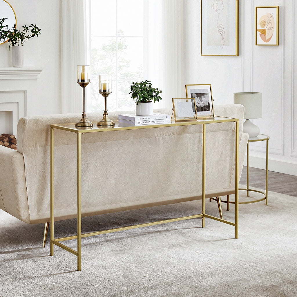 VASAGLE Console Table Tempered Glass Gold LGT036A01