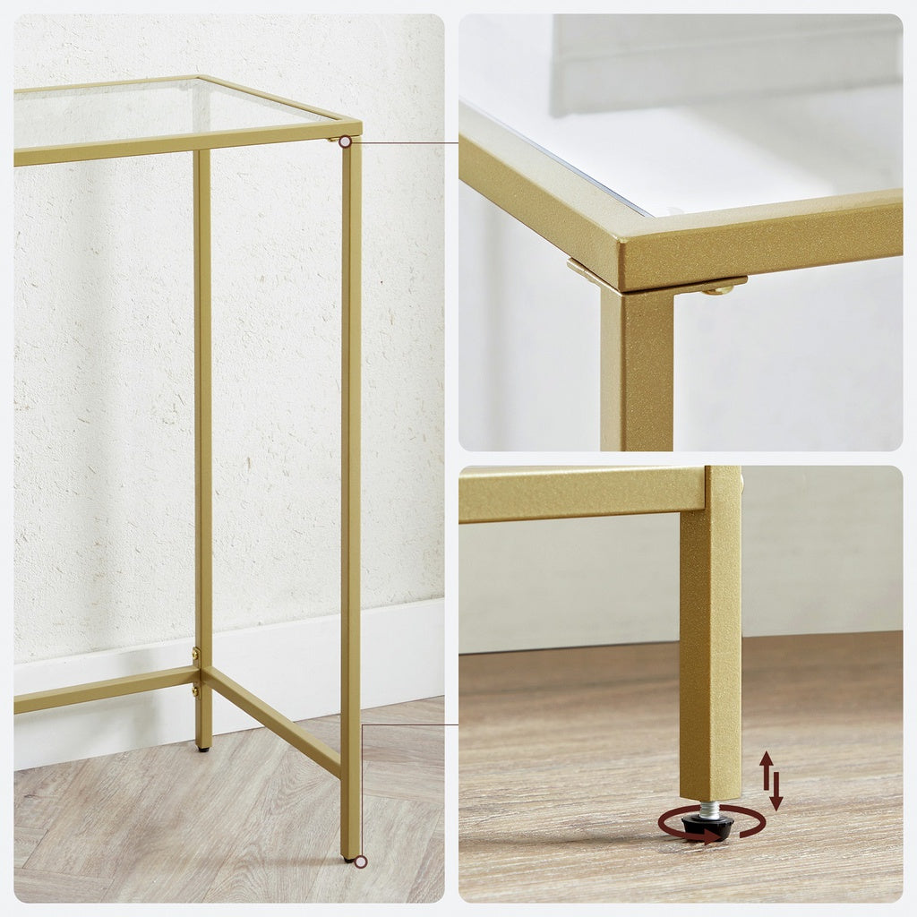 VASAGLE Console Table Tempered Glass Gold LGT036A01