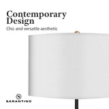 Sarantino Metal Floor Lamp Brushed Brass Finish with White Shade