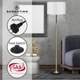 Sarantino Metal Floor Lamp Brushed Brass Finish with White Shade