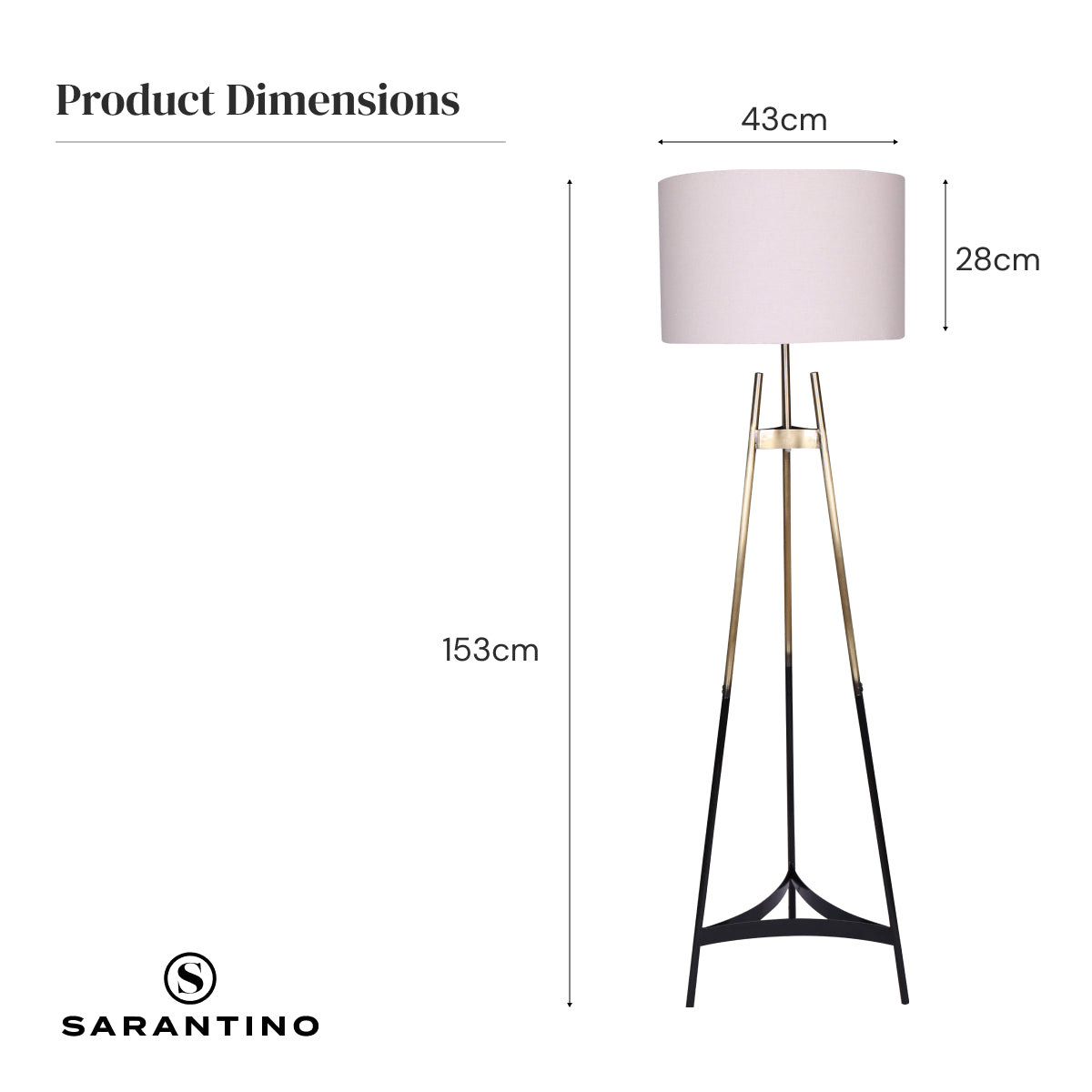 Sarantino Metal Tripod Electric Floor Lamp Gradient Finish