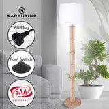 Sarantino Rattan Floor Lamp With Off-White Linen Shade by Sarantino