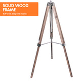 Sarantino Timber Tripod Floor Lamp Adjustable Height Taper Fabric