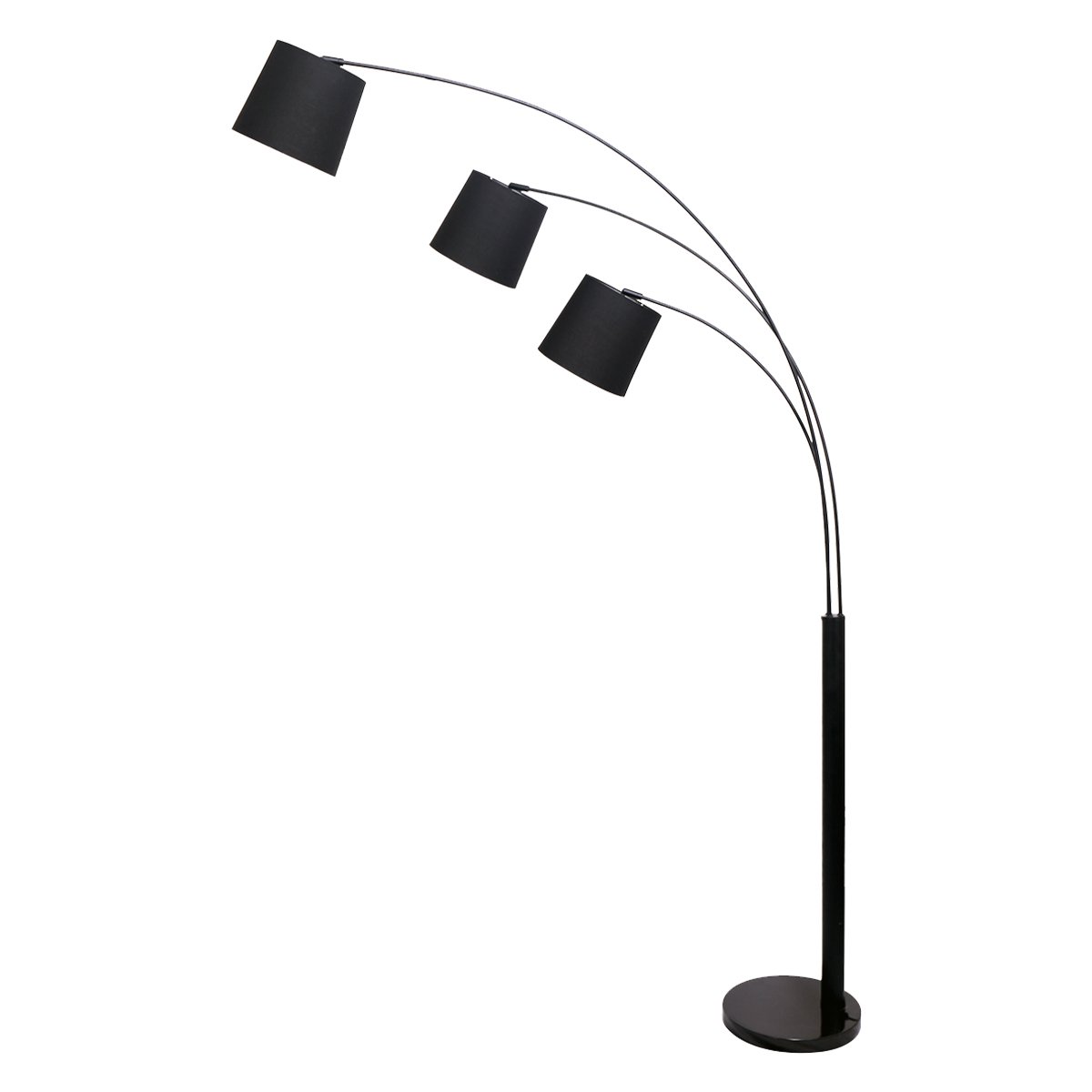 Ember 3-Light Arc Floor Lamp Adjustable Black 3 Shades