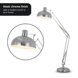 Sarantino Metal Architect Floor Lamp Shade Adjustable Height - Chrome