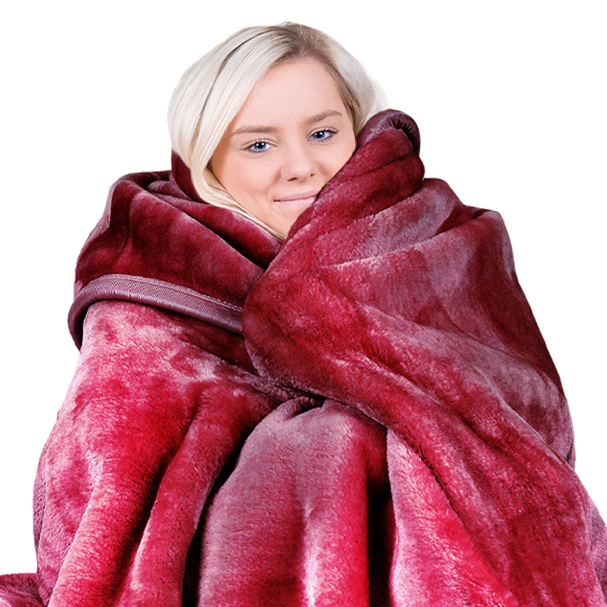 Laura Hill Double-sided Large 220 X 240cm Faux Mink Throw Blanket 800-gsm Heavy - Red