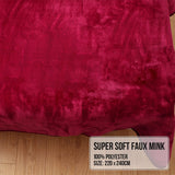 Laura Hill Double-sided Large 220 X 240cm Faux Mink Throw Blanket 800-gsm Heavy - Red