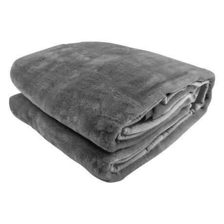 Laura Hill Double-sided Large 220 X 240cm Faux Mink Throw Blanket 800-gsm Heavy - Silver