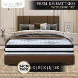 Laura Hill King Mattress Bed Size Euro Top 5 Zone Spring Foam 34cm Bedding