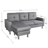 Sarantino Linen Corner Sofa Lounge Couch Modular Furniture L Chair Home Chaise Grey