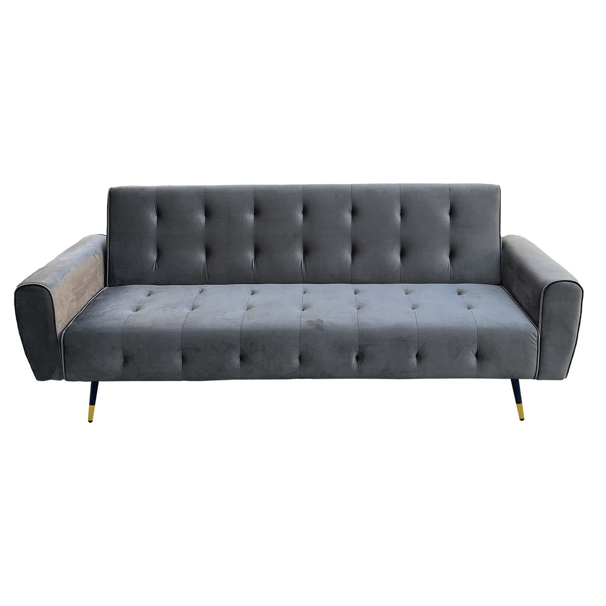 Sarantino Ava 3-seater Tufted Velvet Futon By Sarantino - Dark Grey