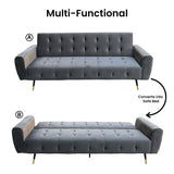 Sarantino Ava 3-seater Tufted Velvet Futon By Sarantino - Dark Grey