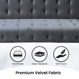 Sarantino Ava 3-seater Tufted Velvet Futon By Sarantino - Dark Grey