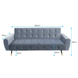 Sarantino Ava 3-seater Tufted Velvet Futon By Sarantino - Light Grey