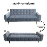 Sarantino Ava 3-seater Tufted Velvet Futon By Sarantino - Light Grey