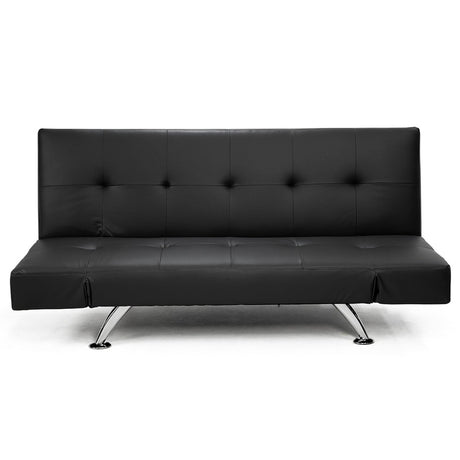 Sarantino Brooklyn Futon Faux Leather Furniture Adjustable Suite Black