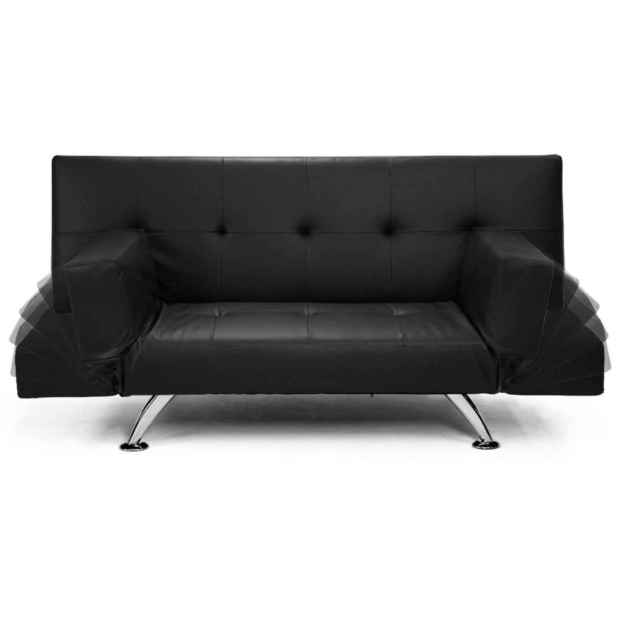 Sarantino Brooklyn Futon Faux Leather Furniture Adjustable Suite Black