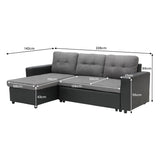 Ember Corner Sofa Linen Lounge Couch L-shaped Modular Furniture Home Chaise Grey