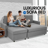 Sarantino3-seater Corner Sofa Bed With Storage Lounge Chaise Couch - Light Grey