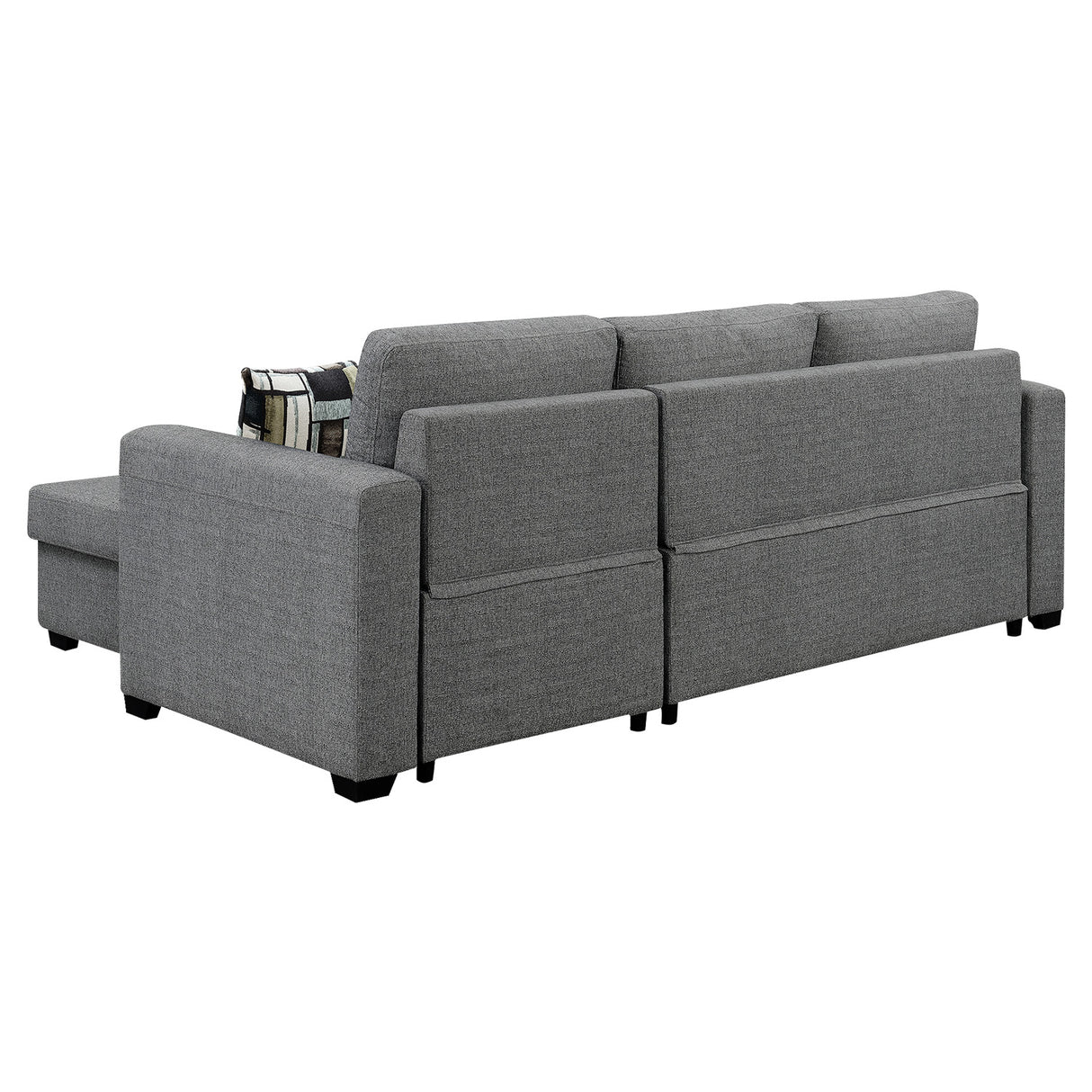 Sarantino Fontana Pullout Sofa Bed with Storage Chaise Lounge - Grey