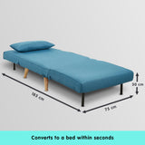 Sarantino Adjustable Futon Linen Bed Seat - Blue